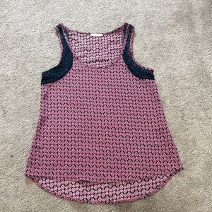 Lush Patterned Tank Top - Pink and Black